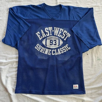 Camiseta de fútbol vintage años 70 azul marino santuario este-oeste clásica #93 campeón XXL Foto 1 de 4