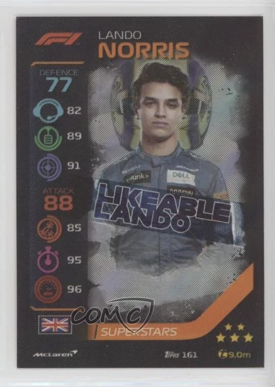 2020 Topps F1 Turbo Attax Superstars Topps India Lando Norris #161 Rookie RC - Image 1 of 2