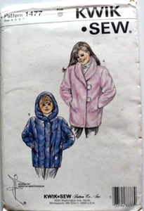 KWIK SEW 1477 COATS GIRLS SIZES 4 5 6 7 UNOPENED VINTAGE UNCUT FF - Picture 1 of 2