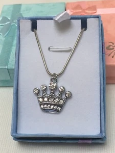 Princess Crown Silver Plated Necklace Handmade + Free Box = FREEPOST - Picture 1 of 1