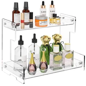 Bathroom Counter Organizer Countertop 2 Tier Storage Acrylic Corner Makeup Organ - Picture 1 of 6