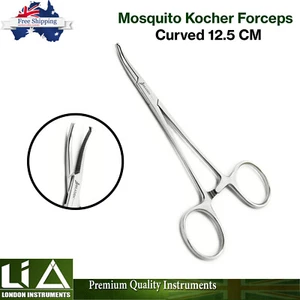 Hemostatic Mosquito Kocher Forceps Curved 12.5 CM Surgical Halsted Toothed Plier - Picture 1 of 5