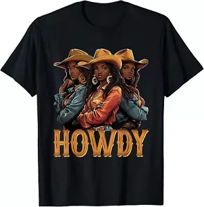Howdy Retro Western Melanin Black Cowgirl African Women T-Shirt Hoodie - Picture 1 of 14