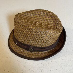 Goorin Bros Brown Tan Woven Weave Paper & Cotton Fedora Hat