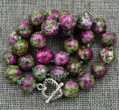 Collar de cuentas de piedras preciosas redondas de zoisita gemas rojas naturales de 8/10/12 mm 18"" Foto 1 de 3