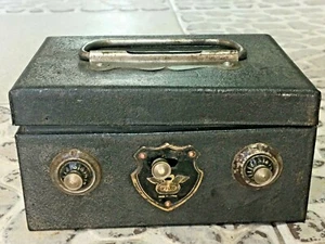 Antik Alt Handgefertigter VILCO Rustikal Eisen Nummer Lock System Spardose Japan - Bild 1 von 12