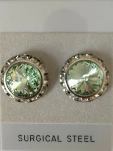 CHRYSOLITE PIERCED EARRINGS go with horse show number magnets Rivoli Crystals - Picture 1 of 1