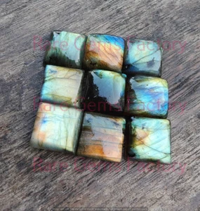 Cabujón de labradorita natural forma cuadrada múltiples piedras preciosas de fuego, piedras al por mayor - Imagen 1 de 10
