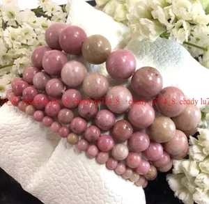 Natural Pink Rhodonite Stretchy Bracelet Healing Gemstone 4mm 6mm 8mm 10mm12mm - Picture 1 of 16