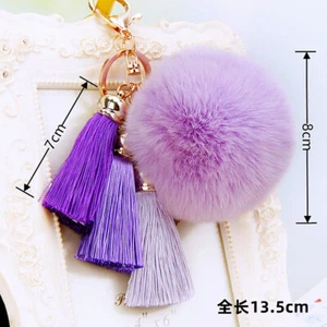 Tassel Plush Car Keychain Key Ring Hairball Pendant Car Key Bag Accessories - Picture 1 of 7