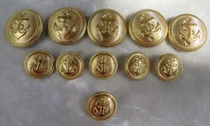 11 Shiny Military? Brass Buttons 2 Sizes. - Picture 1 of 2