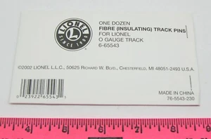 Lionel Original Parts Packet ~ No. 6-65543 Fibre Track Pins - Picture 1 of 1