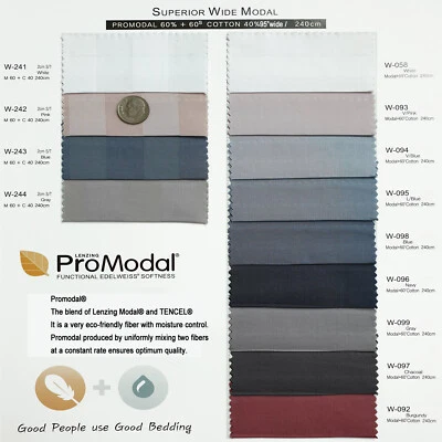 95" Wde Promodal® Modal Tencel Cotton Eco Friendly Fabric Hotel Bedding 13 Color - Image 1 of 4