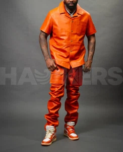 Men's 100% Real Leather Pant and shirt,2 piece Premium Outfit ,Party Wear - Picture 1 of 4