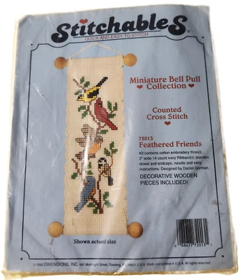 Counted Cross Stitch Kit Feathered Friends Dimensions #72013 Mini Bell Pull - Image 1 of 2