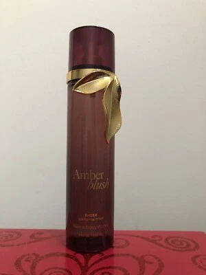 Bath & Body Works 琥珀蓝色透明香水喷雾 8 盎司金色 LEAF 瓶 — 第 1/3 张图片