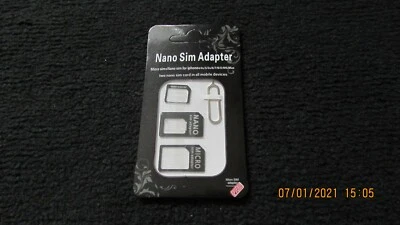 4 IN 1 PACK NANO TO MICRO & STANDARD SIM CARD ADAPTOR FOR MOST MOBILES - Image 1 of 4