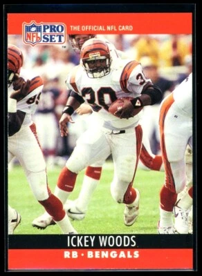 ICKEY WOODS 1990 Pro Set #66 ERROR broken statline under 3.2 - Image 1 of 2
