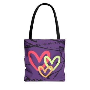 Graffiti & Colorful Heart Love Tote Bag, Eco-Friendly, Great Gifts, Reusable Bag - Picture 1 of 13