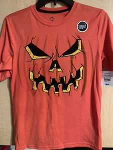 Halloween Short-Sleeve Glow-In-Dark Jack O Lantern Pumpkin T-Shirt XL (14-16) - Picture 1 of 2