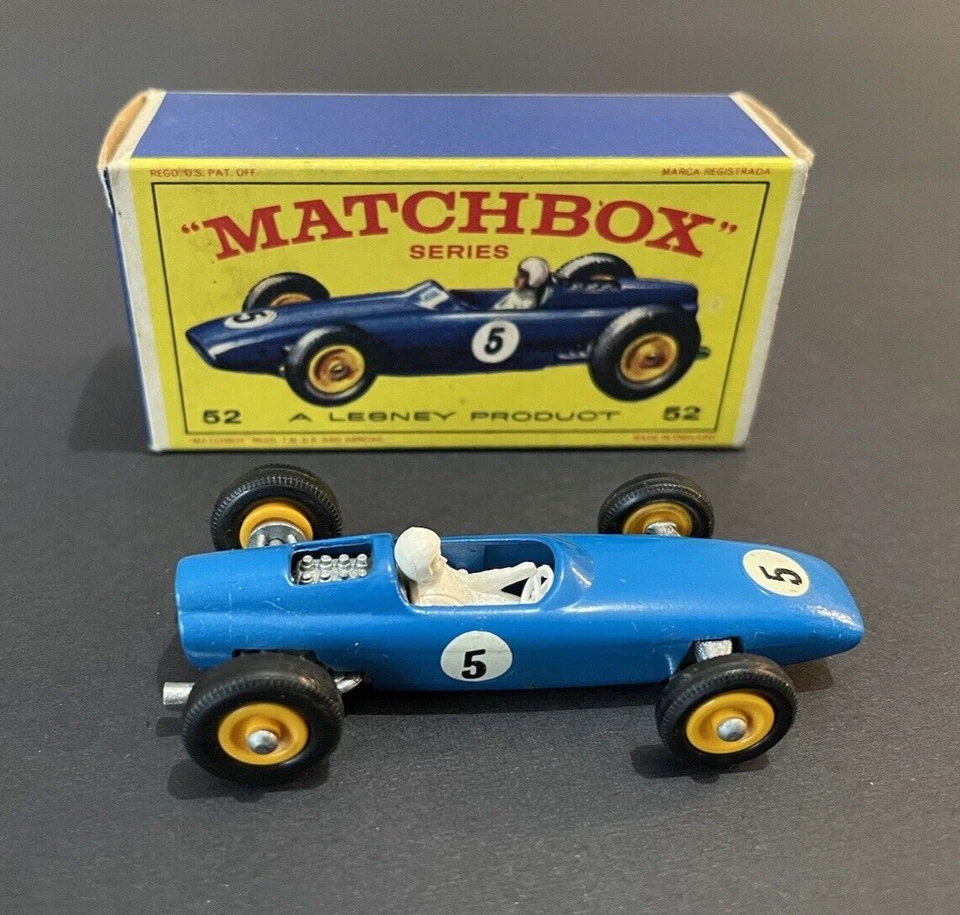 Vintage 1960s Matchbox Lesney #52 BRM Racing Car W/ BOX REALLY NICE! - Image 1 of 4