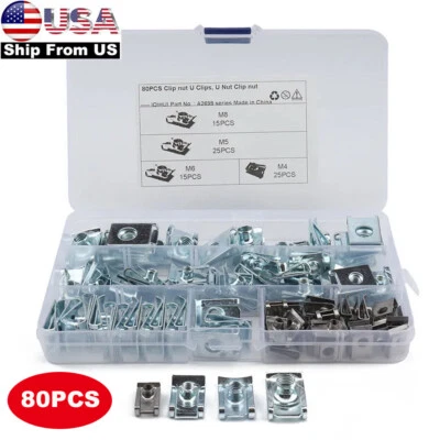 80X Clips tipo U para motocicleta automóvil Tuerca Aguja Clip Chimenea Tuerca Sujetador M4 M5 M6 M8 Foto 1 de 4