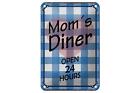 Tin sign saying 12x18 cm mom's diner open 24 hours heart decoration sign