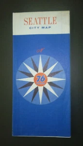 1963 Seattle Washington street road map Union 76 oil gas early interstate - Picture 1 of 4