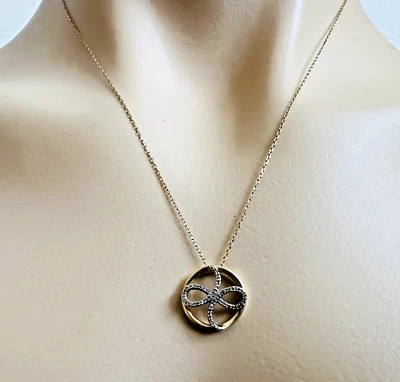 10K Yellow & White Gold Zales Jewelry JWBR Diamond Slide Pendant Chain Necklace - Image 1 of 4