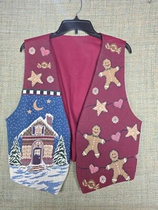 Gilet natalizio donna fatto a mano invernale casa zenzero pane uomo rosso grande - Foto 1 di 8