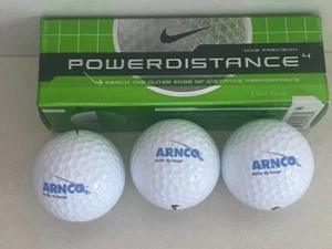 3 ARNCO LOGO NIKE POWER SOFT GOLF BALLS WHITE NEW NRFB 1 SLEEVE OF 3 - Picture 1 of 12