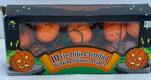 PUMPKIN HALLOWEEN Blow Mold String Light of 10 Jack-o-lanterns Cute - Picture 1 of 10