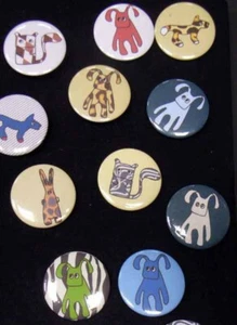 10x KALLE FUX Buttons Button Anstecker Kinder Kind Tiere Tier Hund Katze Hase - Picture 1 of 5