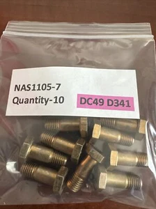 Qty-10 NAS1105-7 High Shear Bolt. New. DC49 D341 - Bild 1 von 3