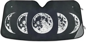 55x28 Automotive Car Windshield Sun Shade Moon Space Car Sun Shade (M) B&W - Picture 1 of 2