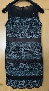 Ladies Sleeveless Dress, Black and Mint Size 10 UK (USA 6P) Petite Alex Evenings - Picture 1 of 10