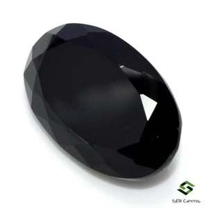 21.43 CTS Natural Black Onyx Oval Cut 25x15 mm Faceted Unheated Loose Gemstone - Picture 1 of 6