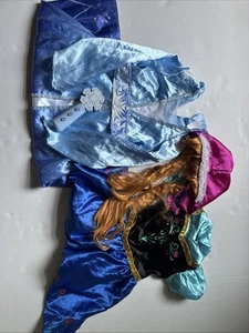Gorgeous Queen Elsa 4-6x & Princess Anna Costume 3t-4t Dresses, Wig, Wand. - Picture 1 of 1