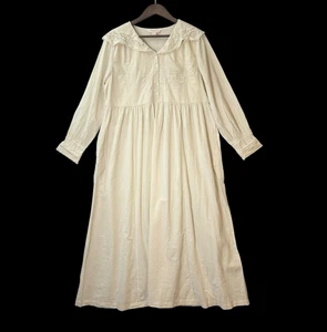 Vintage April Cornell Cottagecore Prairie Dress S Beige Embroidered Lace Maxi - Picture 1 of 9