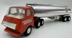 Vintage 1978 Tonka Gulf Oil Semi Truck & Tanker Trailer 55010 selten komplett Chrom Tank - Bild 1 von 24