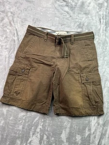 American Eagle Outfitters Cargo Shorts Mens 36 Khaki Brown Belt Y2K Distressed - Picture 1 of 12