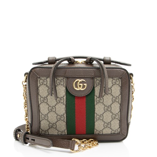 Borsa a tracolla Gucci GG Supreme Ophidia con manico superiore mini catena
