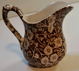 Vintage Staffordshire Calico blau 4" Milchkännchen Krug Ironstone England Keramik - Bild 1 von 6