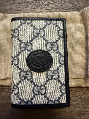 Cartera portatarjetas Gucci GG Supreme entrelazada GG beige/azul Foto 1 de 4