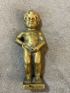 Vintage Brüssel vergoldete Messing Cherub Putti Höhe 5,5” x 2,5” schwer Messing - Bild 1 von 6