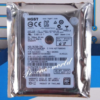 100% OK HTS547575A9E384 HGST 750 GB 2.5" 5400 RPM 8 MB SATA Hard Disk Drive HDD - Image 1 of 2