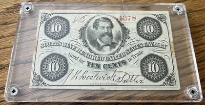 Civil War Era Scott's 900 United States Cavalry NY  10 Cents "Sutler Scrip" - Image 1 of 4