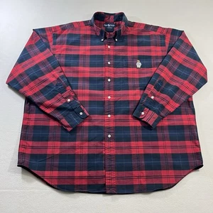 Polo Ralph Lauren Blake Polo Orsetto Rosso Plaid Bottoni Camicia Ricamata Uomo XXL - Foto 1 di 11