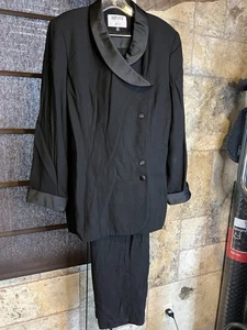 PO Kasper 2-teiliger schwarzer Smoking Abendmode Hosenanzug Größe 16 - Bild 1 von 13