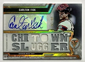 CARLTON FISK 2020 TRIPLE THREADS JUEGO USADO TRIPLE JERSEY AUTOMÁTICO/18 - Imagen 1 de 2